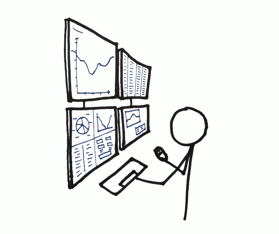 stick-figure drawing of an energy trader.