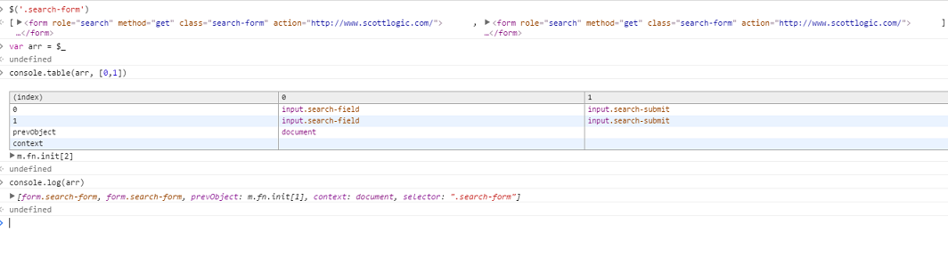 Data representation as table