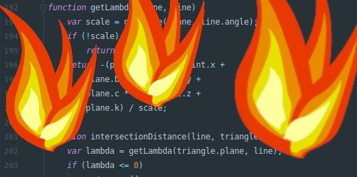 If your code is this hot, you need more help than I can give An image of some code with cartoon fire superimposed